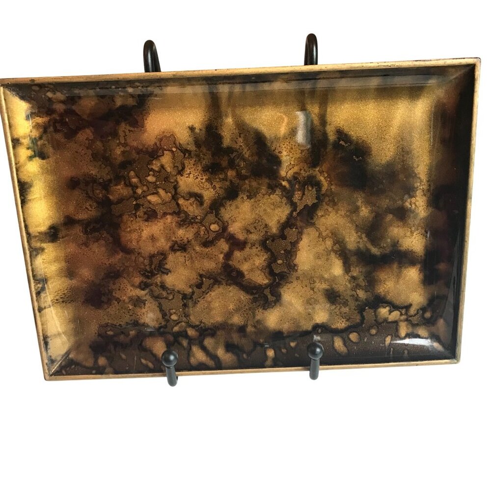 Vintage Otagiri Black Gold Tray Dish MCM